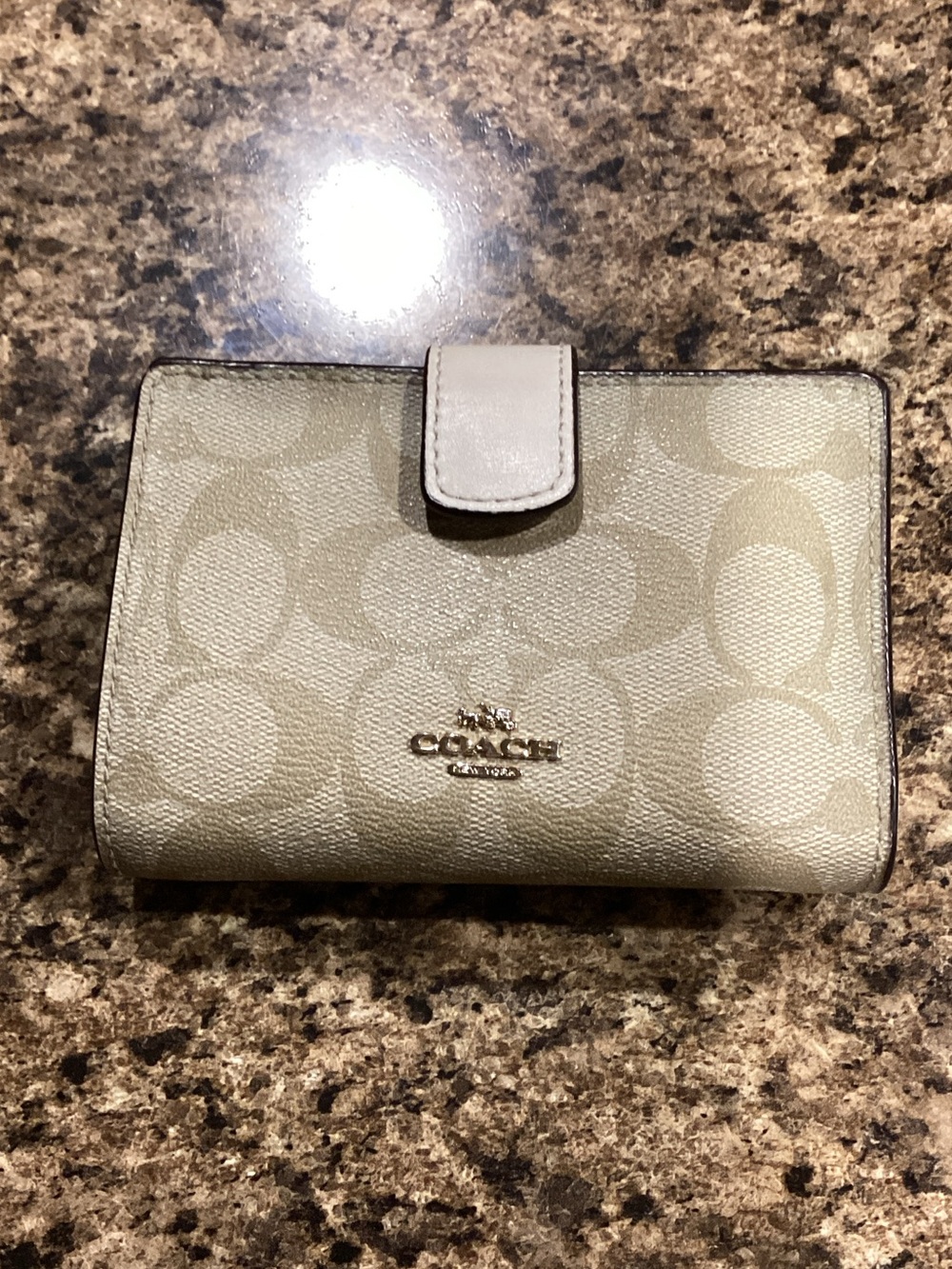 Coach Signature Canvas Wallet in Light Tan and Cream